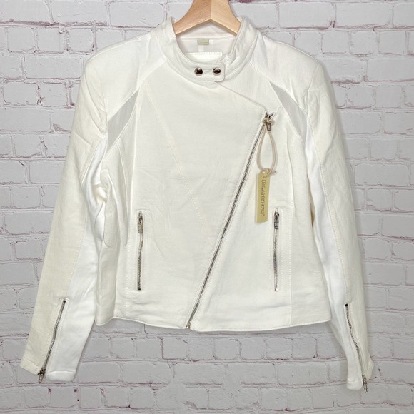 Blank NYC White Mesh Panel Moto Jacket Medium NWT - Picture 2 of 8